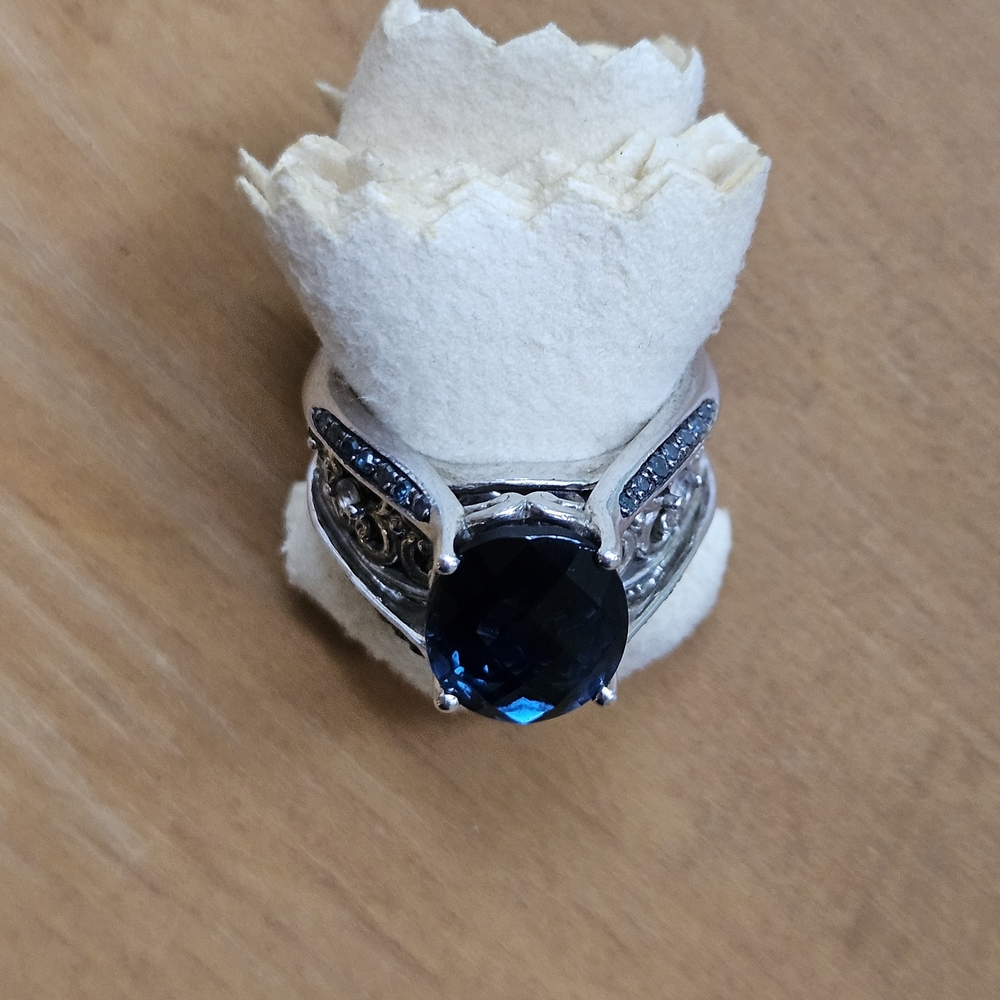 Victoria Wieck 5.33ct London Blue Topaz & Gem/Blue diamond Bridge Ring Size 7 - Picture 10 of 17